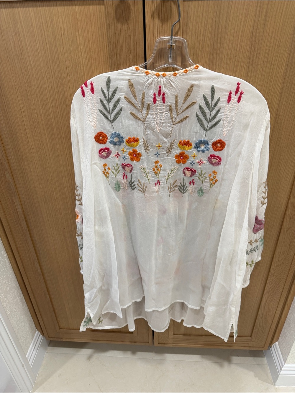 Johnny Was White Multicolor Floral Embroidered Tunic - Picture 2 of 5